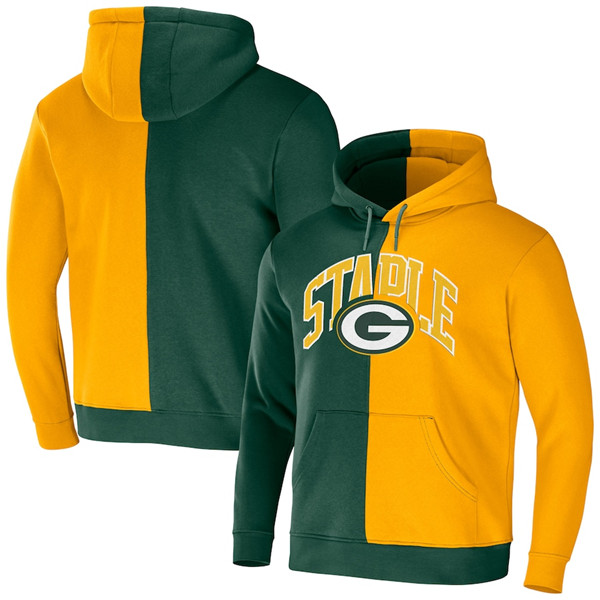 Green Bay Packers Green Gold Split Logo Pullover Hoodie